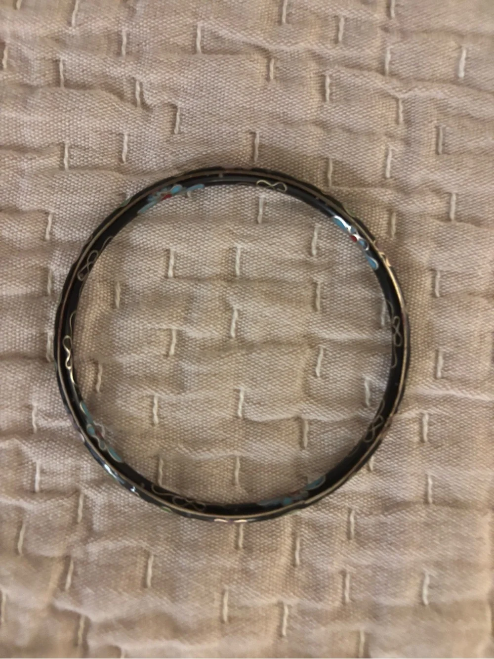 6 Vintage Chinese Cloisonné Enamel Floral Bangle Bracelets